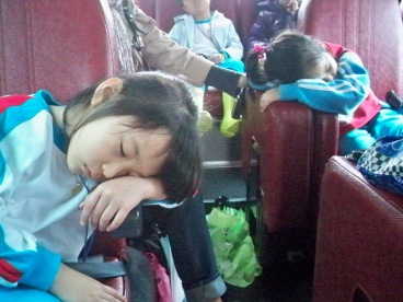 sleeping on bus