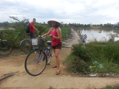 Riding bikes through islands near Hoi An.